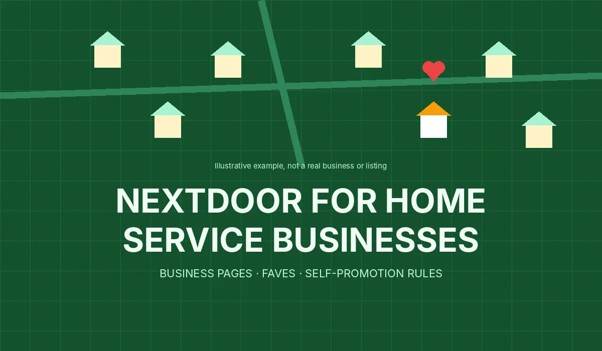 Illustrative cover showing a neighborhood map with house icons, a heart-shaped Fave marker above one house, with the headline Nextdoor for Home Service Businesses